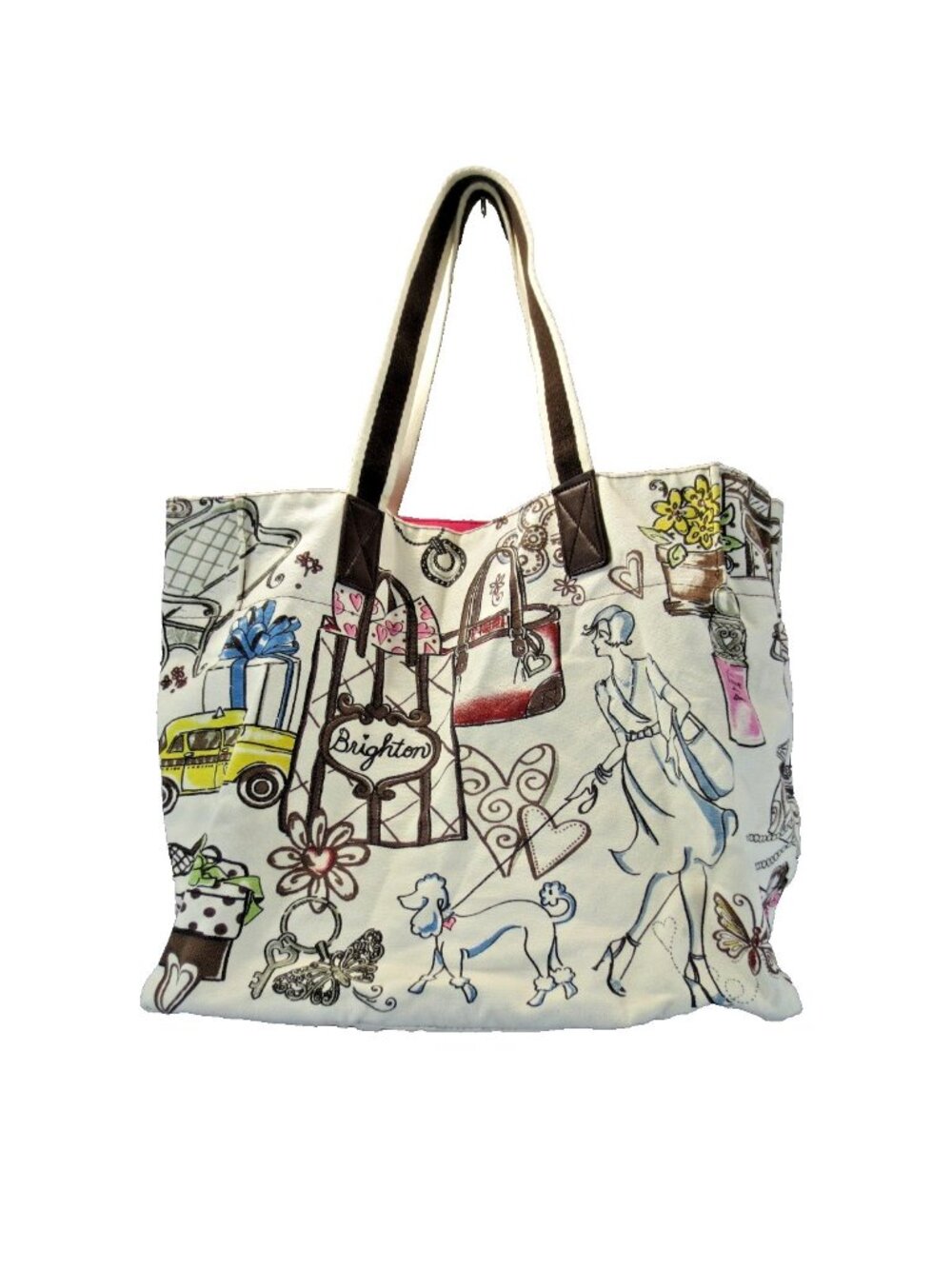 Brighton Multicolor Canvas Shoulder Bag Handbag Beach Tote Carry On Travel Purse